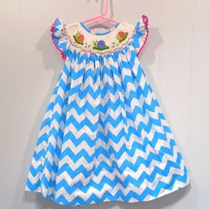 Molly Pop Chevron Snail Dress Size 24 Mo Handmade Cotton‎ Spring Summer Smock